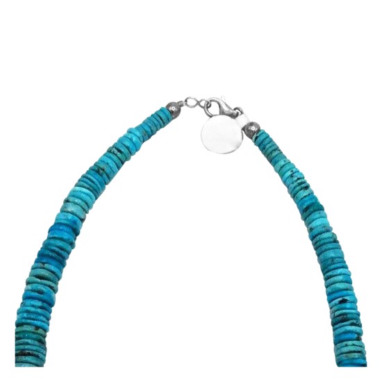 .925 Sterling Silver Certified Authentic Navajo Native American 1 strand Graduated Magnesite Necklace 35165