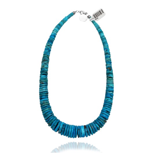 .925 Sterling Silver Certified Authentic Navajo Native American 1 strand Graduated Magnesite Necklace 35165