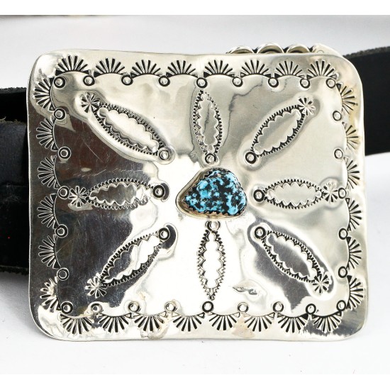 Certified Authentic Navajo Nickel Copper Natural Turquoise Concho Belt 19157