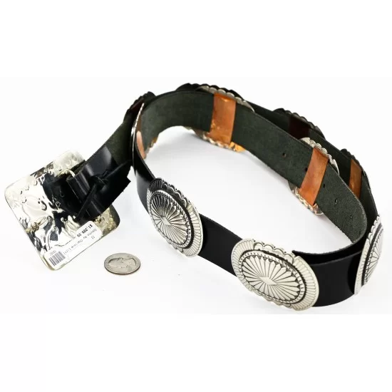 Navajo Nickel Copper Natural Turquoise Concho Belt 19157