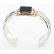Handmade Horse Certified Authentic Navajo Pure Nickel Copper Native American Bracelet Natural Black Onyx 12844-5