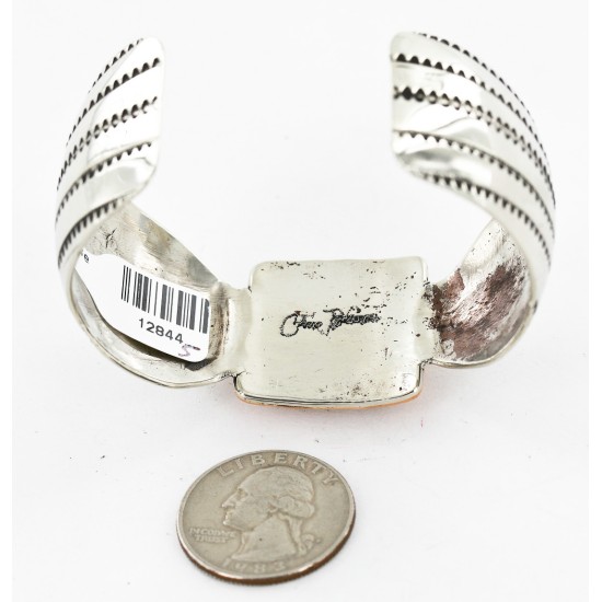 Handmade Horse Certified Authentic Navajo Pure Nickel Copper Native American Bracelet Natural Black Onyx 12844-5
