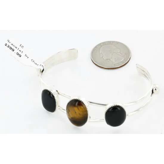 Handmade Navajo .925 Sterling Silver Natural Tigers Eye Native American Bracelet 12820 Handmade Navajo .925 Sterling Silver Natural Tigers Eye Native American Bracelet 12820