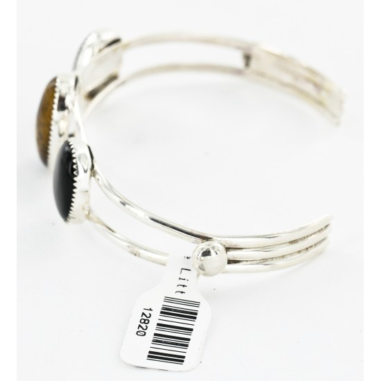 Handmade Certified Authentic Navajo .925 Sterling Silver Natural Tigers Eye Native American Bracelet 12820