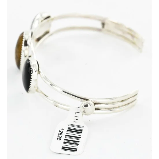 Handmade Navajo .925 Sterling Silver Natural Tigers Eye Native American Bracelet 12820 Handmade Navajo .925 Sterling Silver Natural Tigers Eye Native American Bracelet 12820