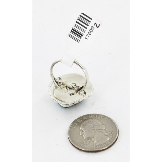 .925 Sterling Silver Handmade Certified Authentic Navajo Natural Turquoise Native American Ring  17000-2