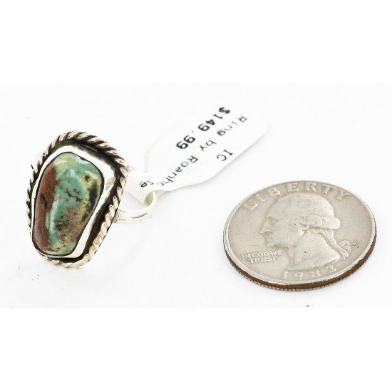 .925 Sterling Silver Handmade Certified Authentic Navajo Natural Turquoise Native American Ring  16994-2