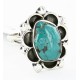 .925 Sterling Silver Flower Handmade Certified Authentic Navajo Natural Turquoise Native American Ring  17000-1