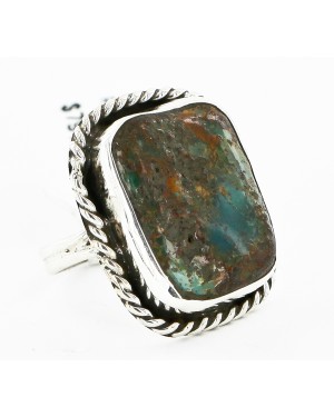 .925 Sterling Silver Handmade Certified Authentic Navajo Natural Turquoise Native American Ring  17000-7