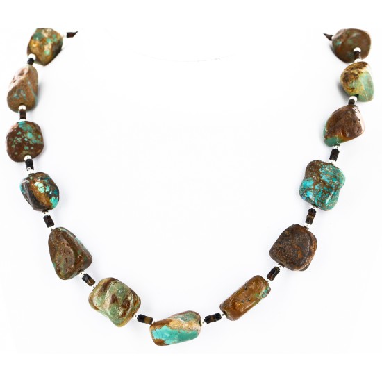 Certified Authentic Navajo .925 Sterling Silver Natural Turquoise Native American Necklace 790105-1