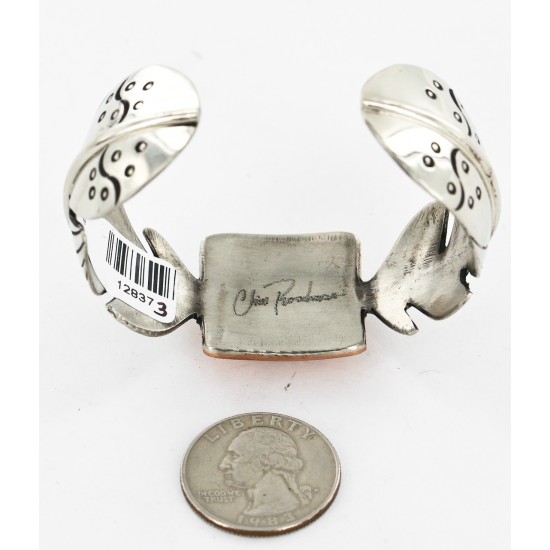 Feather Bird Certified Authentic Navajo Nickel Copper Inlaid Natural Turquoise Black Onyx Mother of Pearl Native American Bracelet 12837-3