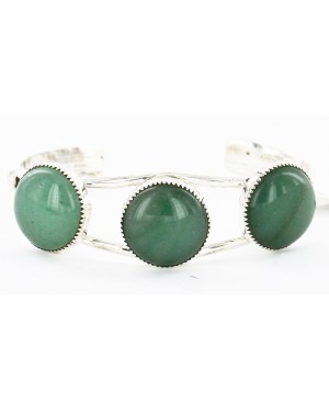 Handmade Certified Authentic Navajo .925 Sterling Silver Natural Jade Native American Bracelet 12822