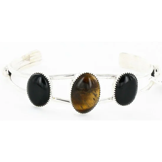 Handmade Navajo .925 Sterling Silver Natural Tigers Eye Native American Bracelet 12820 Handmade Navajo .925 Sterling Silver Natural Tigers Eye Native American Bracelet 12820