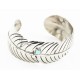 Handmade Feather Certified Authentic Roanhorse Navajo Nickel Natural Turquoise Native American Bracelet 12841-2