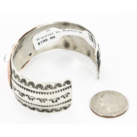 Handmade Horse Certified Authentic Navajo Pure Nickel Copper Native American Bracelet Natural Turquoise 12844-2