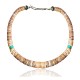 .925 Sterling Silver Certified Authentic Navajo Native American 1 strand Natural Turquoise Graduated Melon Shell Necklace 35118