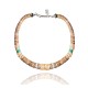 .925 Sterling Silver Certified Authentic Navajo Native American 1 strand Natural Turquoise Graduated Melon Shell Necklace 35118