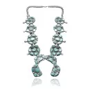 .925 Sterling Silver Navajo Native American Natural Turquoise Necklace 35141