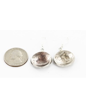 Certified Authentic Vintage Style Buffalo Nickels Handmade Navajo .925 Sterling Silver Nickel Dangle Native American Earrings 27187-1 Certified Authentic Vintage Style Buffalo Nickels Handmade Navajo .925 Sterling Silver Nickel Dangle Native American Earrings 27187-1