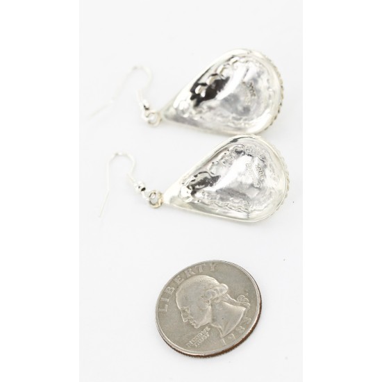 Certified Authentic Handmade Navajo .925 Sterling Silver Dangle Native American Earrings Natural Turquoise 27190-1