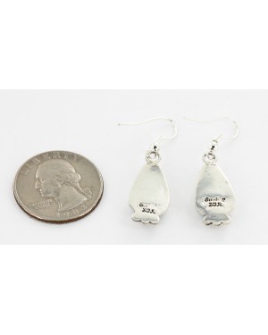 Certified Authentic Handmade Navajo .925 Sterling Silver Dangle Native American Earrings Natural Turquoise 27188-3