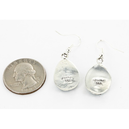 Certified Authentic Handmade Navajo .925 Sterling Silver Dangle Native American Earrings Natural Turquoise 27188-2