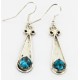 Certified Authentic Handmade Navajo .925 Sterling Silver Dangle Native American Earrings Natural Turquoise 18079-2