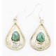 Certified Authentic Handmade Navajo .925 Sterling Silver Dangle Native American Earrings Natural Turquoise 27190-1