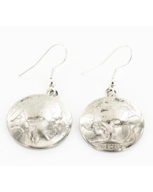 Certified Authentic Vintage Style Buffalo Nickels Handmade Navajo .925 Sterling Silver Nickel Dangle Native American Earrings 27187-3 Certified Authentic Vintage Style Buffalo Nickels Handmade Navajo .925 Sterling Silver Nickel Dangle Native American Earrings 27187-3
