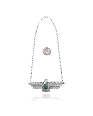Thunderbird .925 Sterling Silver Certified Authentic Navajo Native American Natural Turquoise Necklace 35147 Thunderbird .925 Sterling Silver Certified Authentic Navajo Native American Natural Turquoise Necklace 35147