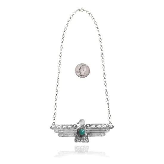 Thunderbird .925 Sterling Silver Navajo Native American Natural Turquoise Necklace 35147 Thunderbird .925 Sterling Silver Navajo Native American Natural Turquoise Necklace 35147