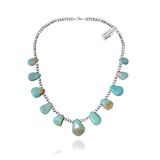 .925 Sterling Silver Navajo Native American Natural Turquoise Necklace 35154 .925 Sterling Silver Navajo Native American Natural Turquoise Necklace 35154