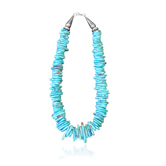 .925 Sterling Silver Certified Authentic Navajo Native American 1 strand Natural Turquoise Necklace Chain 35166 .925 Sterling Silver Certified Authentic Navajo Native American 1 strand Natural Turquoise Necklace Chain 35166