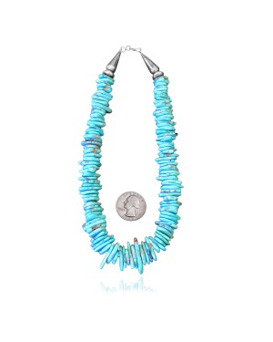.925 Sterling Silver Certified Authentic Navajo Native American 1 strand Natural Turquoise Necklace Chain 35166 .925 Sterling Silver Certified Authentic Navajo Native American 1 strand Natural Turquoise Necklace Chain 35166
