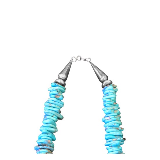 .925 Sterling Silver Certified Authentic Navajo Native American 1 strand Natural Turquoise Necklace Chain 35166 .925 Sterling Silver Certified Authentic Navajo Native American 1 strand Natural Turquoise Necklace Chain 35166