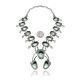 Squash Blossom .925 Sterling Silver Certified Authentic Navajo Native American Natural Turquoise Necklace 35169