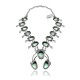 Squash Blossom .925 Sterling Silver Certified Authentic Navajo Native American Natural Turquoise Necklace 35169