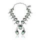 Squash Blossom .925 Sterling Silver Certified Authentic Navajo Native American Natural Turquoise Necklace 35169