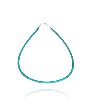 .925 Sterling Silver Certified Authentic Navajo Native American 1 strand Magnesite Necklace 35172