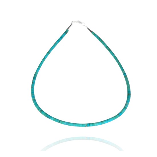 .925 Sterling Silver Certified Authentic Navajo Native American 1 strand Magnesite Necklace 35172