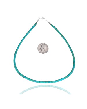 .925 Sterling Silver Certified Authentic Navajo Native American 1 strand Magnesite Necklace 35172