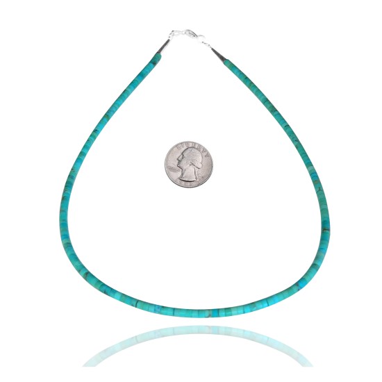 .925 Sterling Silver Certified Authentic Navajo Native American 1 strand Magnesite Necklace 35172