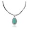 Leaf .925 Sterling Silver Certified Authentic Navajo Native American Natural Turquoise Necklace & Pendant 35174