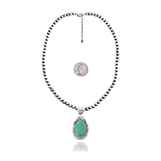 Leaf .925 Sterling Silver Navajo Native American Natural Turquoise Necklace & Pendant 35174 Leaf .925 Sterling Silver Navajo Native American Natural Turquoise Necklace & Pendant 35174