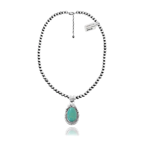 Leaf .925 Sterling Silver Navajo Native American Natural Turquoise Necklace & Pendant 35174 Leaf .925 Sterling Silver Navajo Native American Natural Turquoise Necklace & Pendant 35174