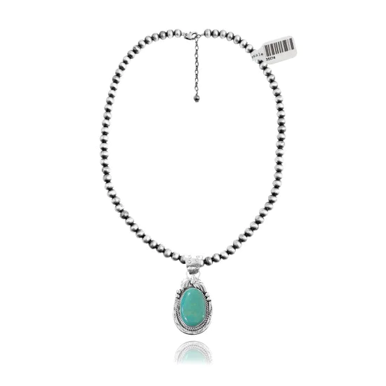 Leaf .925 Sterling Silver Navajo Native American Natural Turquoise Necklace & Pendant 35174 Leaf .925 Sterling Silver Navajo Native American Natural Turquoise Necklace & Pendant 35174