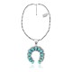 Squash Blossom .925 Sterling Silver Certified Authentic Navajo Native American Natural Turquoise Necklace Pendant 35178