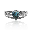 Thunderbird .925 Sterling Silver Certified Authentic Navajo Native American Natural Turquoise Cuff Bracelet 32101