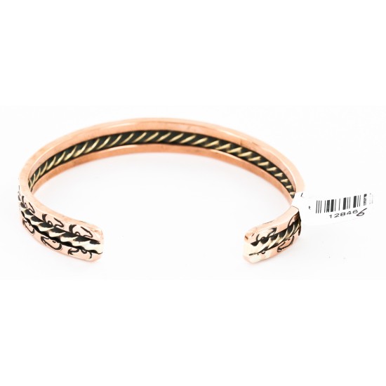Handmade Bear Certified Authentic Navajo Pure Copper and Brass Native American Bracelet 12846-6