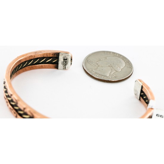 Handmade Bear Certified Authentic Navajo Pure Copper and Brass Native American Bracelet 12846-6